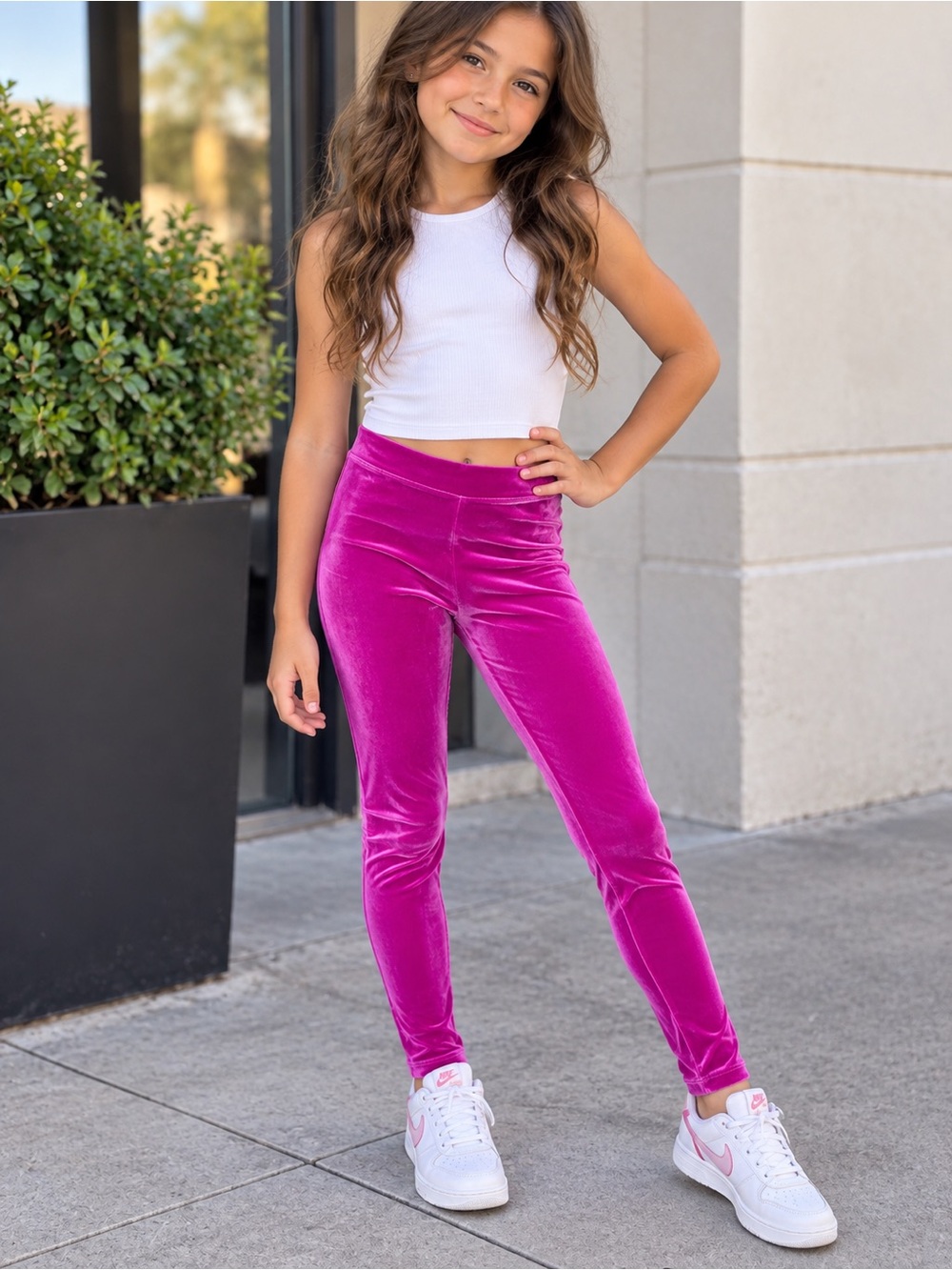 Crewcuts NWT! Girls Stretch Velvet Leggings In Hot Pink Size 10